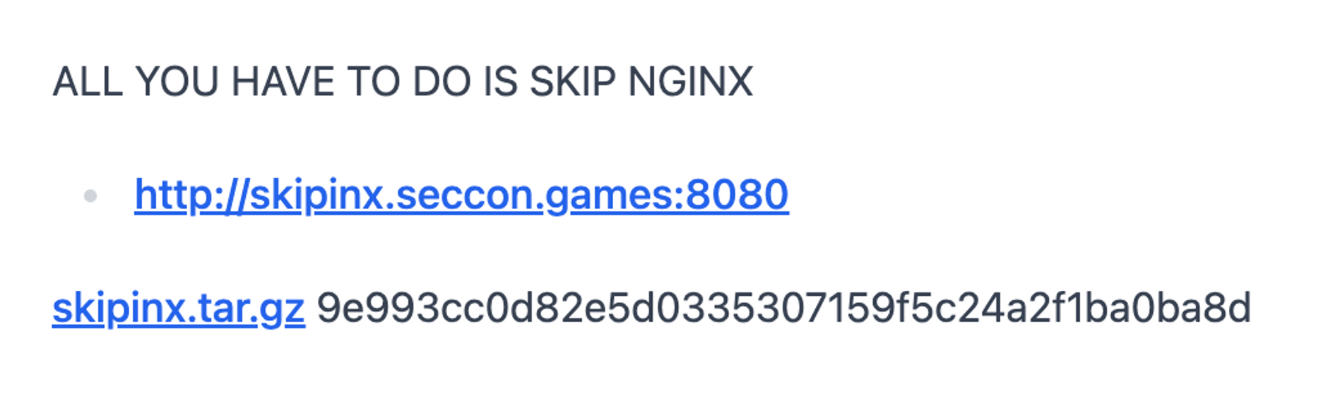 NGINX를 스킵하고 사이트에 직접 접속하라는 문제