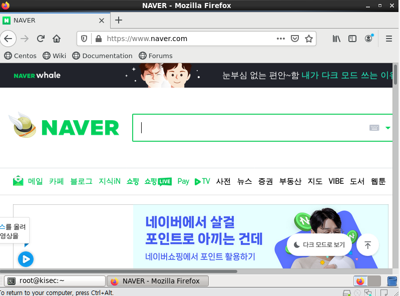 CentOS 네이버 접속 성공